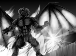Size: 2789x2044 | Tagged: safe, artist:quynzel, dragon lord torch, star swirl the bearded, balrog, dragon, anthro, g4, black and white, grayscale, high res, lord of the rings, monochrome, nudity, parody, size difference, you shall not pass