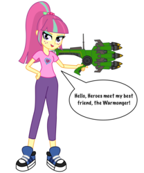 Size: 5000x6000 | Tagged: dead source, safe, artist:razethebeast, sour sweet, equestria girls, g4, absurd resolution, clothes, dialogue, flash puppet, freckles, looking at you, new outfit, open mouth, ratchet and clank, shoes, simple background, sneakers, solo, speech bubble, transparent background, vector, warmonger