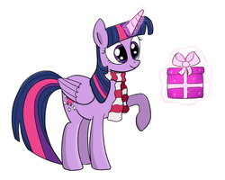 Size: 2000x1600 | Tagged: safe, artist:darelith, twilight sparkle, alicorn, pony, g4, christmas, female, hearth's warming, mare, present, solo, twilight sparkle (alicorn)