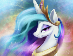 Size: 1200x918 | Tagged: safe, artist:tsitra360, princess celestia, pony, g4, bedroom eyes, female, looking at you, mare, signature, smiling, solo