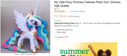 Size: 946x418 | Tagged: safe, artist:onlyfactory, princess celestia, g4, advertisement, amazon.com, bootleg, irl, photo, plushie, printheth thun