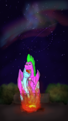 Size: 1440x2560 | Tagged: safe, artist:steadfast hoof, rainbow dash, spike, g4, campfire, daily doodle spikedash prompt, female, male, older, ship:rainbowspike, shipping, straight