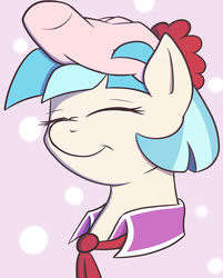Size: 869x1083 | Tagged: safe, artist:neighday, coco pommel, human, pony, g4, cocobetes, cute, disembodied hand, eyes closed, female, hand, mare, petting, smiling