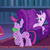 Size: 750x750 | Tagged: safe, screencap, spike, starlight glimmer, twilight sparkle, alicorn, pony, a hearth's warming tail, g4, my little pony: friendship is magic, armchair, book, carpet, chair, cropped, eyes closed, female, library, magic, mare, smiling, stare, telekinesis, trio, twilight sparkle (alicorn), twilight's castle