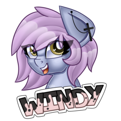 Size: 4000x4000 | Tagged: safe, artist:partypievt, oc, oc only, oc:windy spirit, absurd resolution, badge, bust, con badge, cross, cute, ear piercing, earring, female, open mouth, piercing, portrait, simple background, smiling, solo, transparent background, wingding eyes
