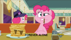 Size: 1280x720 | Tagged: source needed, safe, screencap, lucky breaks, pinkie pie, the clone that got away, g4, season 6, the saddle row review, clone, creepy, diane, discovery family logo, forever alone, it's happened and now we can't stop it, meme, pinkie clone, sad
