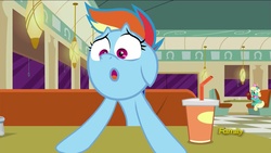 Size: 1920x1080 | Tagged: safe, screencap, honey curls, mare e. lynn, rainbow dash, g4, the saddle row review, discovery family logo, faic, rainbow dash is best facemaker