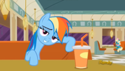 Size: 827x469 | Tagged: safe, screencap, rainbow dash, g4, the saddle row review, discovery family logo