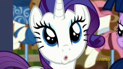 Size: 1274x712 | Tagged: safe, screencap, rarity, twilight sparkle, alicorn, pony, unicorn, g4, the saddle row review, :o, cute, discovery family logo, female, mare, open mouth, raribetes, twilight sparkle (alicorn)