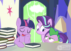 Size: 1080x780 | Tagged: safe, artist:dm29, spike, starlight glimmer, twilight sparkle, alicorn, pony, g4, the saddle row review, daydream, expressions, female, mare, trio, twilight sparkle (alicorn)