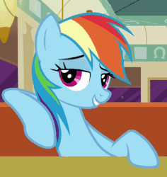 Size: 402x426 | Tagged: safe, screencap, rainbow dash, g4, the saddle row review, animated, female, loop, solo