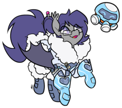 Size: 889x791 | Tagged: safe, artist:egophiliac, oc, oc only, oc:dusk rhine, bat pony, pony, adorkable, androgynous, clothes, cosplay, costume, cute, dork, drone, fangs, female, fluffy, glasses, happy, mare, mei, overwatch, solo