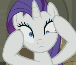 Size: 1044x904 | Tagged: safe, screencap, rarity, g4, season 6, the saddle row review, animated, eye twitch, female, reaction image, solo, wide eyes