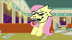 Size: 1920x1080 | Tagged: safe, edit, screencap, fluttershy, g4, the saddle row review, alphys, faic, flutteralphys, undertale