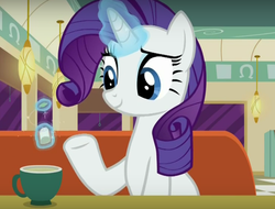 Size: 787x598 | Tagged: safe, screencap, rarity, g4, the saddle row review, food, magic, restaurant, tea, telekinesis