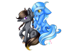 Size: 2338x1700 | Tagged: safe, artist:bizonekx33, oc, oc only, oc:glacandra, oc:luxor, pony, unicorn, braiding, definitely not shipping, simple background, transparent background