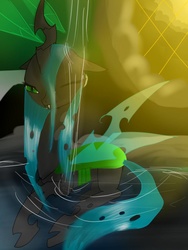 Size: 960x1280 | Tagged: safe, artist:nuttypanutdy, queen chrysalis, changeling, changeling queen, g4, bath, bathing, female, solo, water