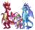 Size: 1607x1371 | Tagged: safe, artist:blazemizu, garble, princess ember, spike, dragon, g4, bloodstone scepter, dragon lord spike, simple background, smiling, transparent background