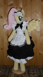 Size: 2052x3648 | Tagged: safe, artist:fluttershyap, artist:yukamina-plushies, fluttershy, anthro, g4, anthro plushie, breasts, clothes, dollfie, dress, female, high res, irl, maid, photo, plushie, solo