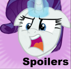 Size: 615x601 | Tagged: safe, rarity, derpibooru, g4, the saddle row review, angry, ears back, female, meta, no spoilers, reaction image, solo, spoilered image, spoilered image joke