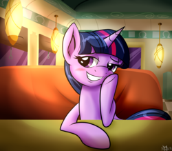 Size: 1600x1400 | Tagged: safe, artist:novaspark, twilight sparkle, alicorn, pony, g4, the saddle row review, blushing, female, looking at you, mare, scene interpretation, solo, twilight sparkle (alicorn)