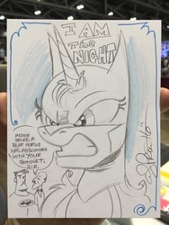 Size: 600x800 | Tagged: safe, artist:andypriceart, princess luna, alicorn, human, g4, alfred pennyworth, andy you magnificent bastard, batman, bruce wayne, commission, crossover, female, i am the night, mare, monochrome, pencil drawing, photo, sketch, solo, traditional art