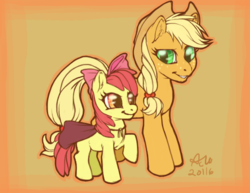 Size: 924x714 | Tagged: safe, artist:fluffyfox116, apple bloom, applejack, g4, sisters