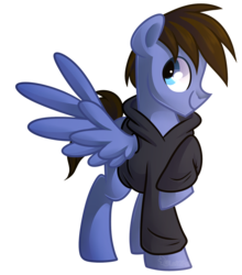 Size: 1340x1524 | Tagged: safe, artist:drawntildawn, oc, oc only, clothes, hoodie, raised hoof, solo