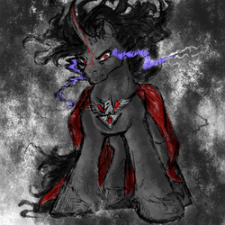 Size: 512x512 | Tagged: safe, alternate version, artist:remains, king sombra, pony, unicorn, g4, alicorn amulet, colored, looking at you, male, solo