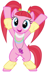 Size: 2000x3000 | Tagged: safe, artist:cheezedoodle96, pacific glow, earth pony, pony, the saddle row review, .svg available, bipedal, cute, dancing, female, glowbetes, leg warmers, mare, necklace, pacifier, pigtails, simple background, solo, svg, transparent background, vector