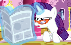 Size: 900x572 | Tagged: safe, screencap, rarity, g4, the saddle row review, female, glasses, solo