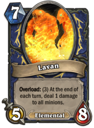 Size: 400x543 | Tagged: safe, artist:xd-385, lavan, lava demon, fanfic:the lost element, g1, card, crossover, evil, glowing eyes, hearthstone, lava monster, shaman, trading card, trading card game