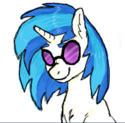 Size: 952x937 | Tagged: safe, artist:graffiti, dj pon-3, vinyl scratch, g4, bust, female, portrait, simple background, solo