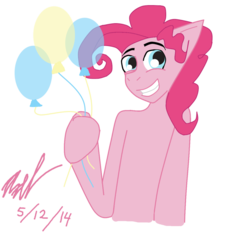 Size: 1024x976 | Tagged: safe, artist:axel-dc64, pinkie pie, g4, balloon, bubble berry, rule 63, simple background, solo, transparent background