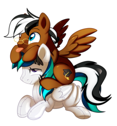 Size: 3300x3559 | Tagged: safe, artist:pepooni, oc, oc only, oc:mortarboard, oc:valiance, inflatable pony, high res, inflatable, pool toy