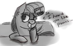 Size: 989x623 | Tagged: safe, artist:post-it, twilight sparkle, alicorn, pony, g4, the saddle row review, colored sketch, dialogue, female, flirting, grayscale, mare, monochrome, sketch, solo, twilight sparkle (alicorn)