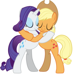 Size: 5085x5155 | Tagged: safe, artist:ramseybrony17, applejack, rarity, earth pony, pony, unicorn, g4, absurd resolution, eyes closed, female, hug, lesbian, mare, ship:rarijack, shipping, simple background, transparent background