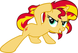 Size: 4017x2729 | Tagged: dead source, safe, artist:ramseybrony17, sunset shimmer, pony, unicorn, g4, female, high res, mare, simple background, sliding ponies, solo, transparent background, vector
