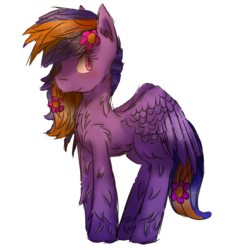 Size: 668x692 | Tagged: safe, artist:obsidianocelot, artist:snowkitty24, oc, oc only, oc:electric aura, pegasus, pony, female, flower, mare, solo