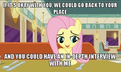 Size: 795x477 | Tagged: safe, edit, edited screencap, screencap, fluttershy, mr. waddle, pony, g4, my little pony: friendship is magic, the saddle row review, bedroom eyes, female, image macro, innuendo, mare, meme