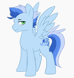 Size: 872x915 | Tagged: safe, artist:kianamai, oc, oc only, oc:icy storm, pegasus, pony, kilalaverse, colt, male, next generation, offspring, parent:rainbow dash, parent:soarin', parents:soarindash, redesign, simple background, solo, white background