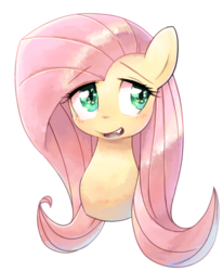 Size: 1059x1284 | Tagged: safe, artist:30clock, fluttershy, g4, bust, fangs, female, portrait, simple background, solo