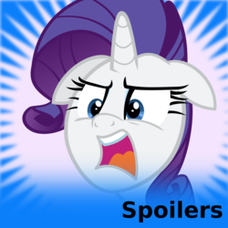 Size: 1024x1024 | Tagged: safe, derpibooru exclusive, rarity, derpibooru, g4, the saddle row review, .svg available, female, floppy ears, glare, meta, no spoilers, official spoiler image, open mouth, out of context, solo, spoilered image joke, svg, vector