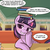 Size: 750x750 | Tagged: safe, artist:lumineko, twilight sparkle, alicorn, pony, g4, season 6, the saddle row review, adorkable, bedroom eyes, book, cute, dialogue, dork, female, grin, mare, nerd pony, patreon, patreon logo, scene interpretation, solo, speech bubble, that pony sure does love books, that pony sure does love organization, twiabetes, twilight sparkle (alicorn)