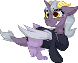 Size: 1806x1465 | Tagged: safe, artist:paintsplatter, oc, oc only, oc:lambent, hybrid, interspecies offspring, offspring, parent:discord, parent:princess luna, parents:lunacord, simple background, solo, transparent background