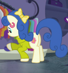 Size: 450x480 | Tagged: safe, screencap, blueberry curls, pony, g4, the saddle row review, butt, cropped, female, mare, plot, solo