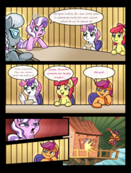 Size: 1202x1588 | Tagged: safe, artist:vavacung, apple bloom, diamond tiara, scootaloo, silver spoon, sweetie belle, g4, abuse, arin hanson face, cutie mark, defenestration, employer meme, exploitable meme, gamer belle, git gud, meme, scootabuse, swirly eyes, the cmc's cutie marks, video game, wrong answer