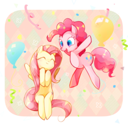 Size: 871x871 | Tagged: safe, artist:kaho, fluttershy, pinkie pie, g4, female, lesbian, ship:flutterpie, shipping