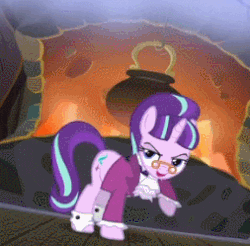 Size: 253x249 | Tagged: safe, snowfall frost, starlight glimmer, pony, a hearth's warming tail, g4, animated, bipedal, female