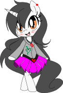 Size: 130x192 | Tagged: safe, oc, oc only, oc:primrock, belt, clothes, cutie mark, female, filly, hoodie, necklace, picture for breezies, pleated skirt, popstar, skirt, solo